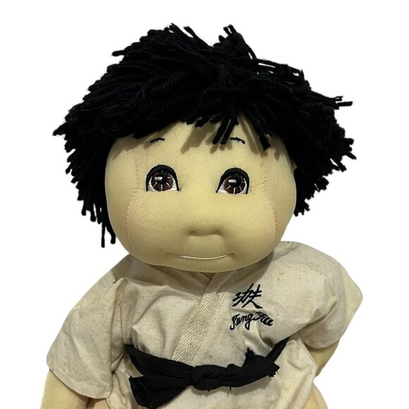 Vintage 1980's Rice Paddy Doll Kung Fu Outfit Straw Hat Soft Sculpture 18" - Picture 3 of 9